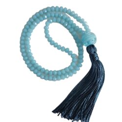 Japamala 108 contas 8mm Cristal Azul Colar Hooponopono Budismo