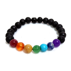 Pulseira 7 Chakras Pedra Lava Vulcânica Difusor Masculina